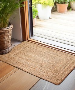 Hausattire Hand Woven Jute Braided Rug. 2'x3'  Natural. Reversible Boho Entry Area Rugs for Kitchen. Living Room I Farmhouse Indoor Outdoor Decorative Floor Rug. 24x36 Inches